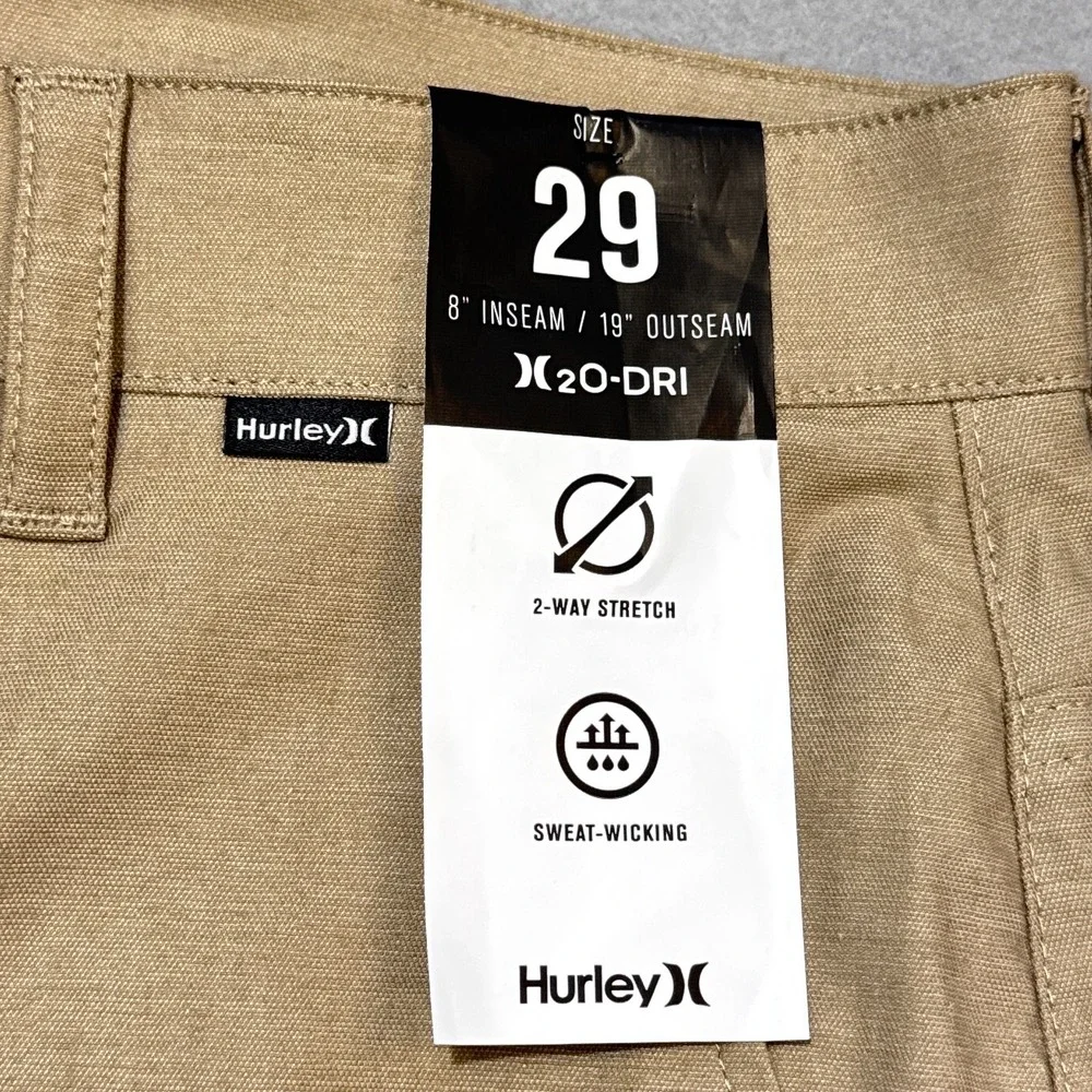 HURLEY Dri-Breathe 19 Walk Shorts Mens 29 Khaki Tan Sweat-Wicking Stretch NWT